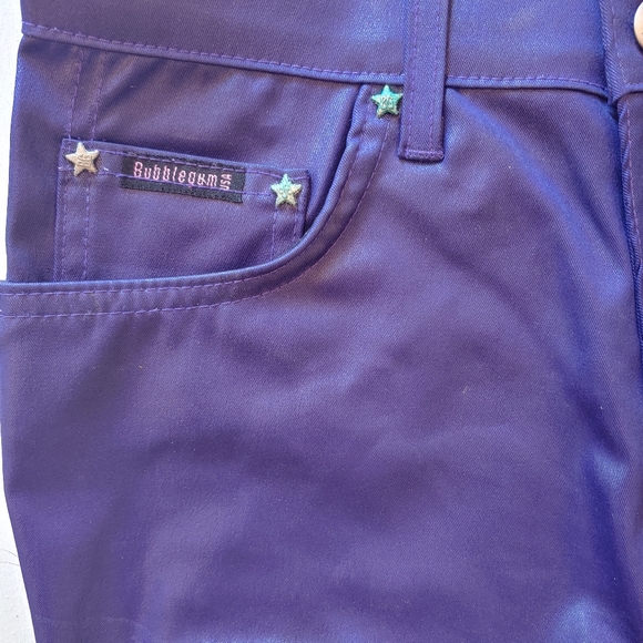 Y2k Purple Bubblegum Vinyl Bootcut Pants - Picture 2 of 4